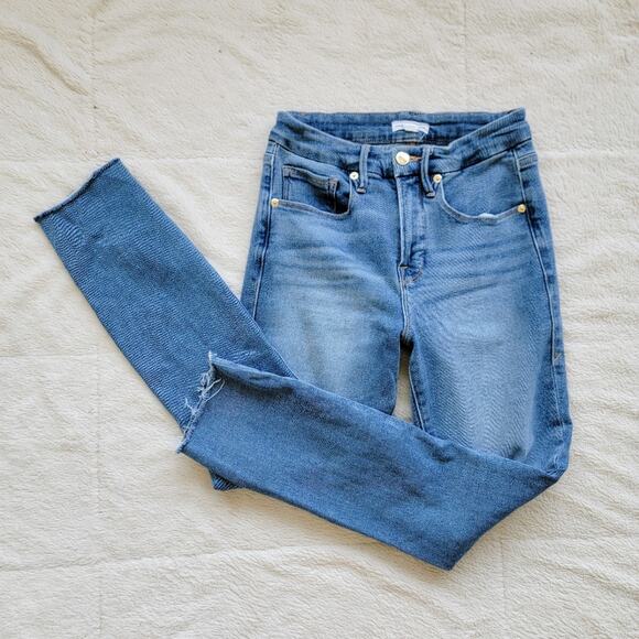 Good American Denim - Good American Raw Hem High Rise Skinny Jeans